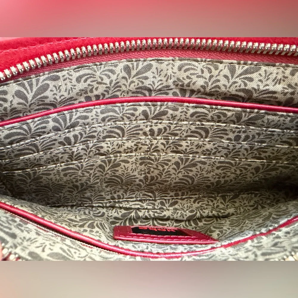 HOBO Berry Red Leather Zipper Envelope Clutch - Picture 7 of 9